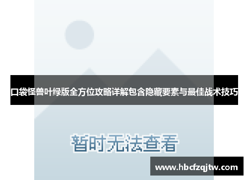 口袋怪兽叶绿版全方位攻略详解包含隐藏要素与最佳战术技巧